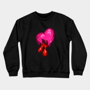 Pink Dead Zombie Heart Cartoon Illustration with Blood and for Valentines Day or Halloween Crewneck Sweatshirt
